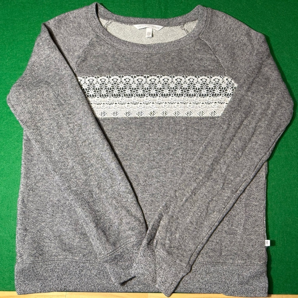 Victoria's Secret Gray Crewneck Sweater with Lace Accent